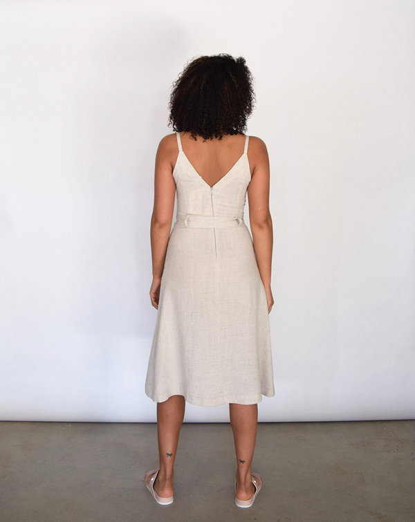 Lush V Linen Dress in Oatmeal Lush V Linen Dress in Oatmeal