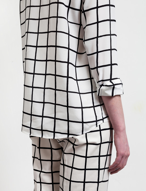 Marimekko Grid Print Silk Shirt Marimekko Grid Print Silk Shirt
