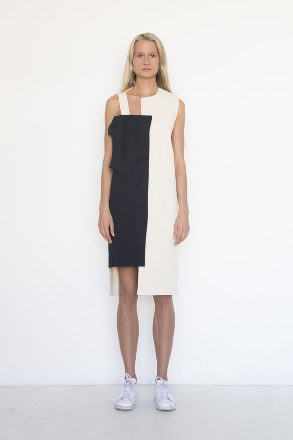 Nancy Stella Soto Cotton Offset Flap Dress Nancy Stella Soto Cotton Offset Flap Dress