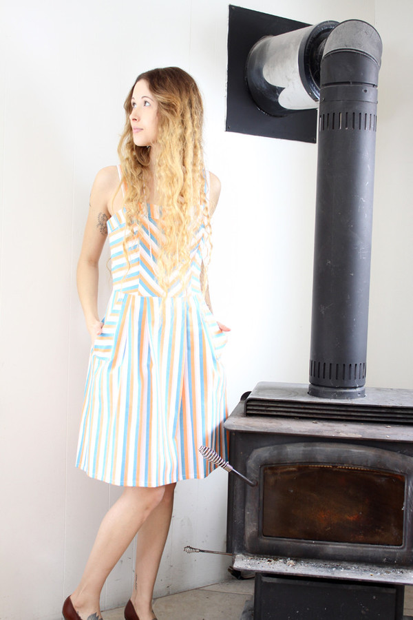 Birds of North America Minivet Dress (Peach/Sky) Birds of North America Minivet Dress (Peach/Sky)