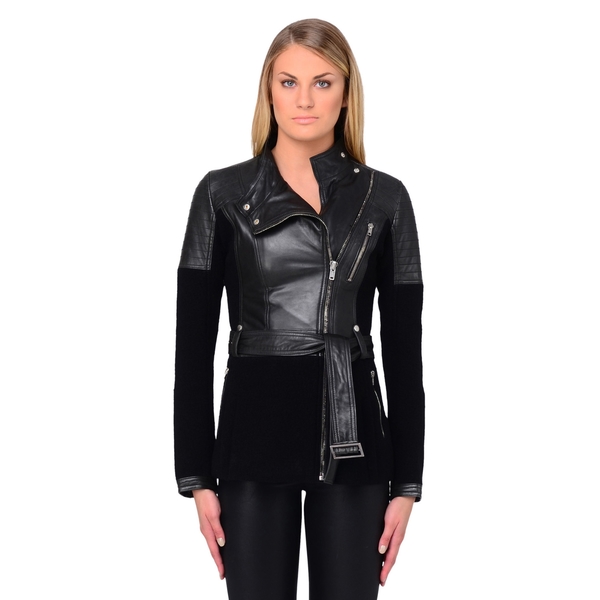 LAMARQUE MANUELLA Wool and Leather Long Biker LAMARQUE MANUELLA Wool and Leather Long Biker