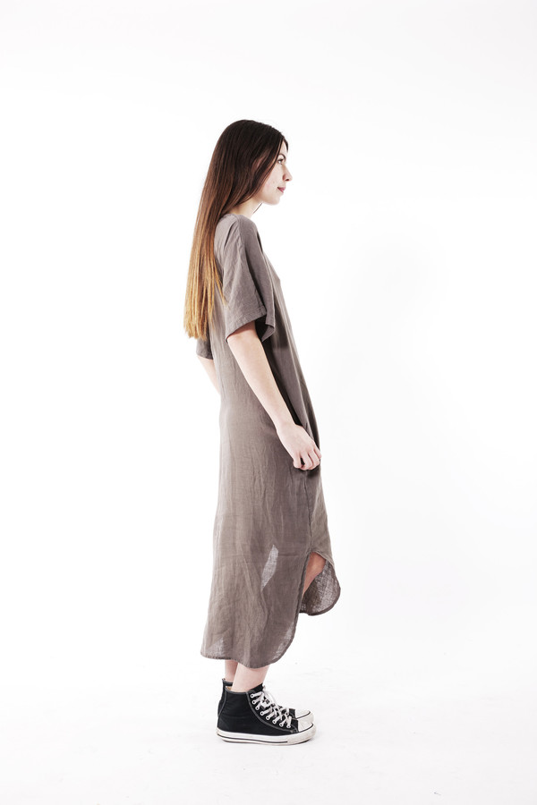 Black Crane Linen Long Dress Black Crane Linen Long Dress