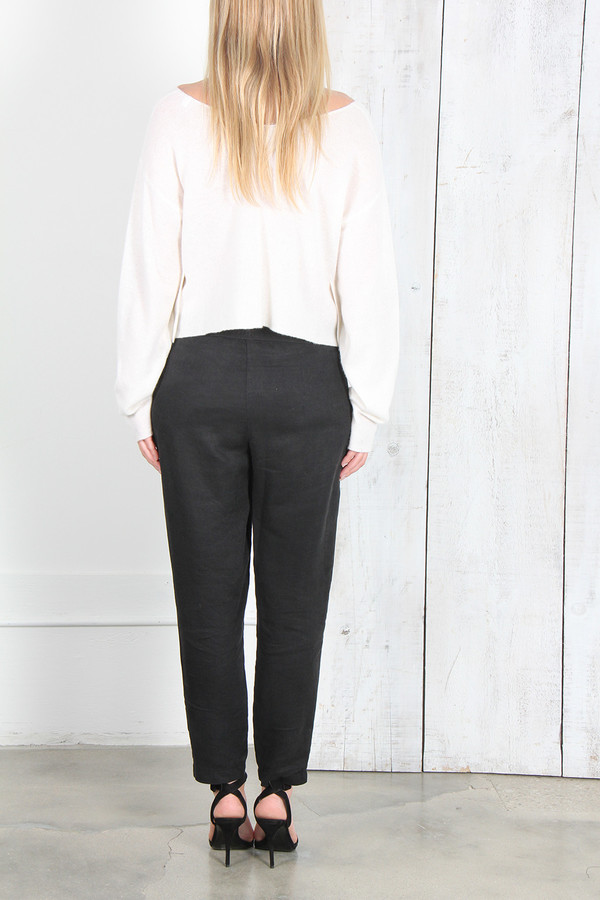 Raquel Allegra BLACK LINEN EASY PANT Raquel Allegra BLACK LINEN EASY PANT