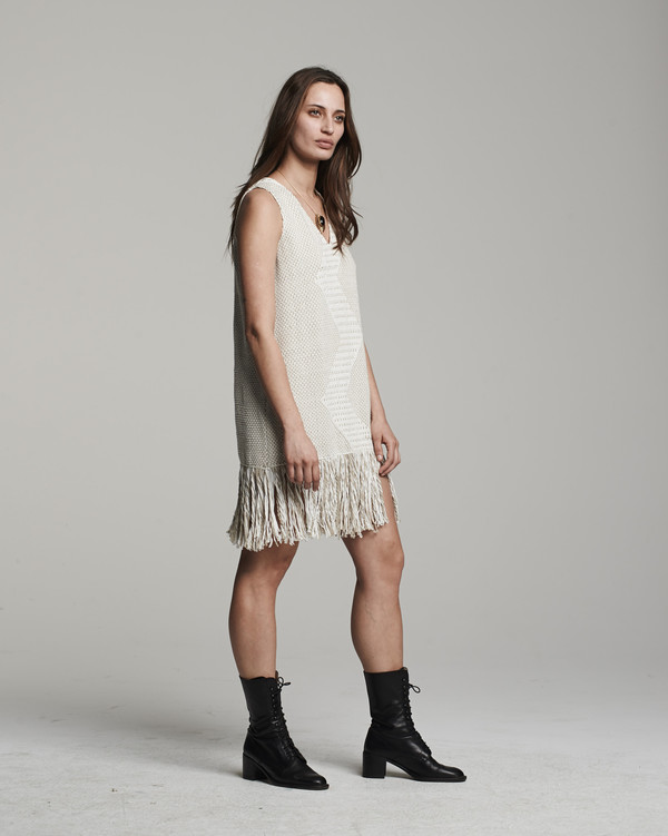 VOZ Zig Zag Dress - Sand/Ivory VOZ Zig Zag Dress - Sand/Ivory