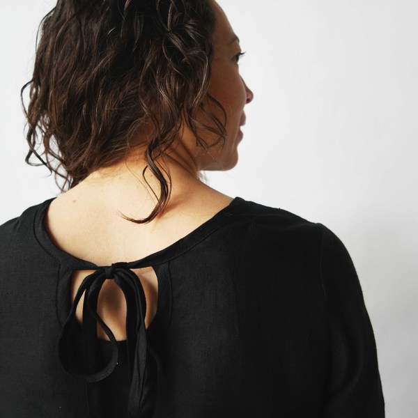 Modaspia Cottage Dress in Black Linen Modaspia Cottage Dress in Black Linen