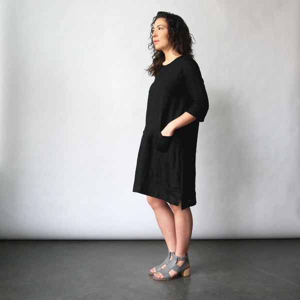Modaspia Cottage Dress in Black Linen Modaspia Cottage Dress in Black Linen