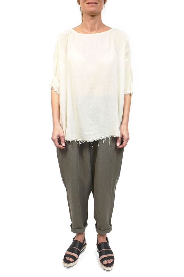 Black Crane Square Top - Cream Black Crane Square Top - Cream