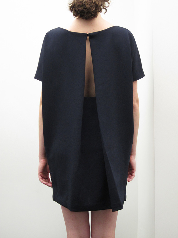 KAAREM Angle Mini Dolman Open Back Dress | Blue/Black KAAREM Angle Mini Dolman Open Back Dress | Blue/Black