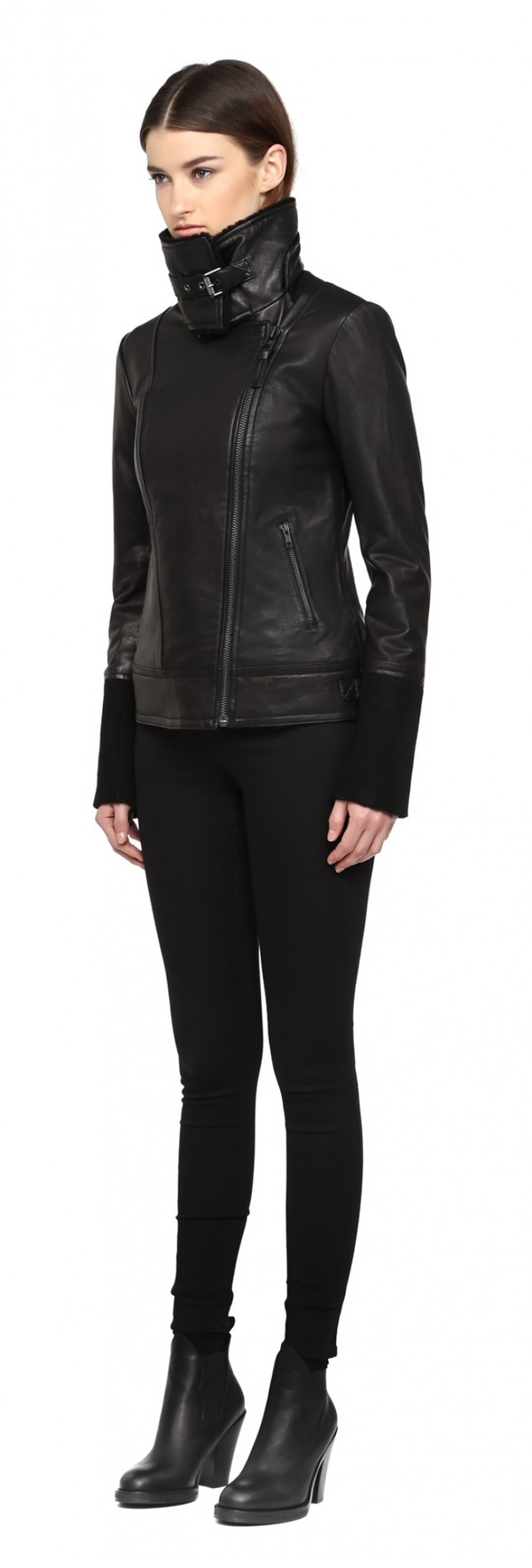 Mackage Safira Black Washed Leather Moto Jacket Mackage Safira Black Washed Leather Moto Jacket