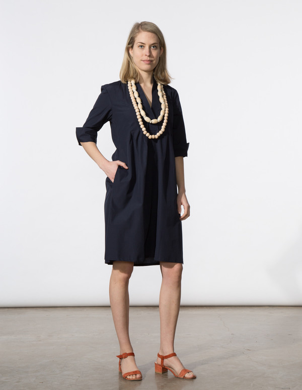SBJ Austin Ellen Dress in Navy Italian Poplin SBJ Austin Ellen Dress in Navy Italian Poplin
