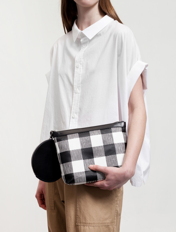 Kara Pyramid Wristlet Gingham Leather Kara Pyramid Wristlet Gingham Leather
