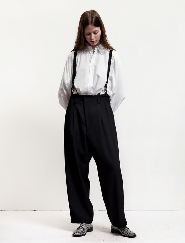 Ys by Yohji Yamamoto Suspender Trousers Gabardine Black Ys by Yohji Yamamoto Suspender Trousers Gabardine Black