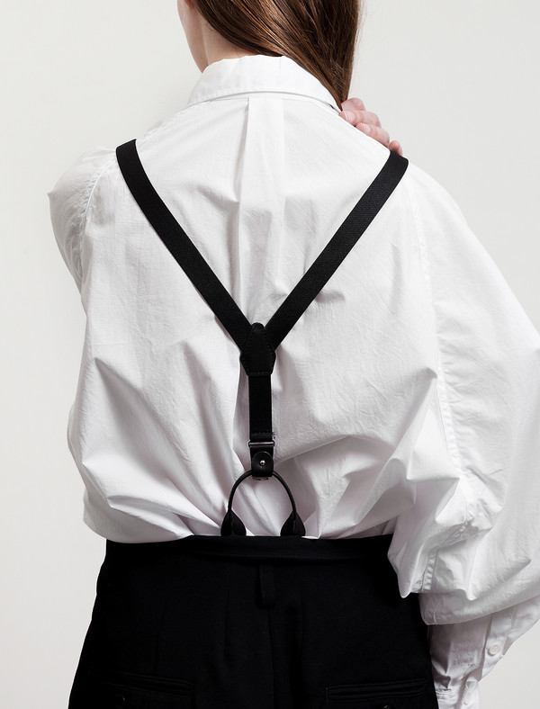 Ys by Yohji Yamamoto Suspender Trousers Gabardine Black Ys by Yohji Yamamoto Suspender Trousers Gabardine Black