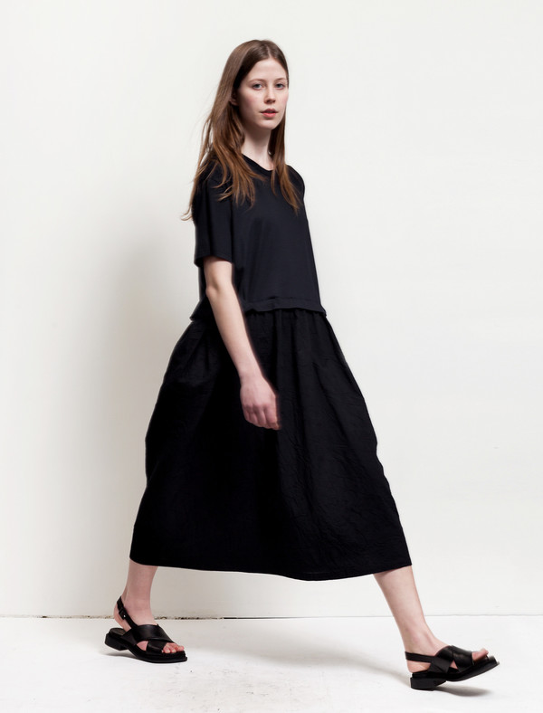 Ys by Yohji Yamamoto Tuck Detail Dress Navy Ys by Yohji Yamamoto Tuck Detail Dress Navy