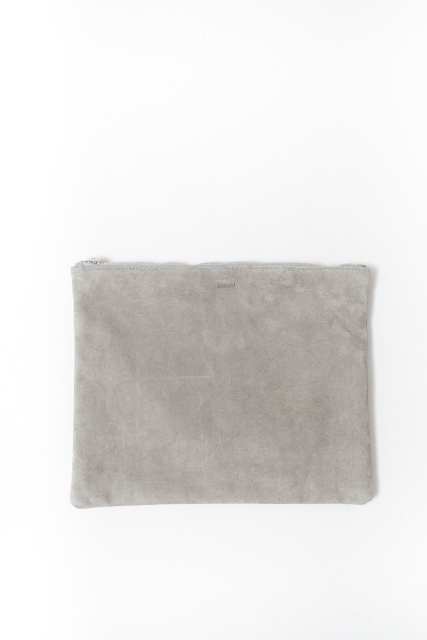 Baggu Large Flat Pouch / Gray Suede Baggu Large Flat Pouch / Gray Suede