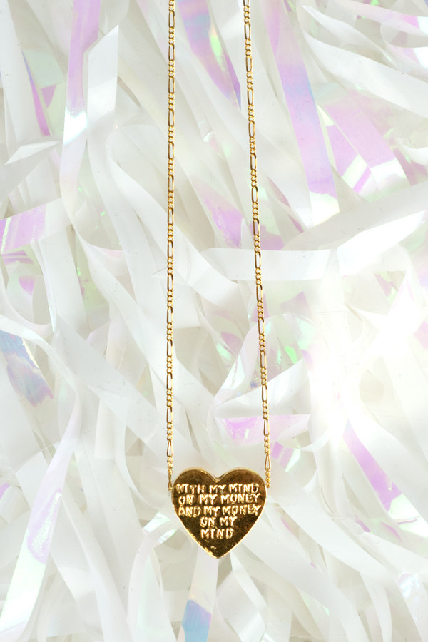 ERICA WEINER Heartbeats Necklace "With My Mind On My Money And My Money On My Mind" ERICA WEINER Heartbeats Necklace "With My Mind On My Money And My Money On My Mind"