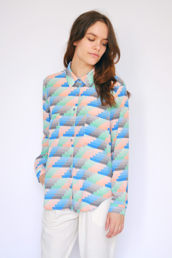 Gradient Stripe Collared Buttonup Gradient Stripe Collared Buttonup