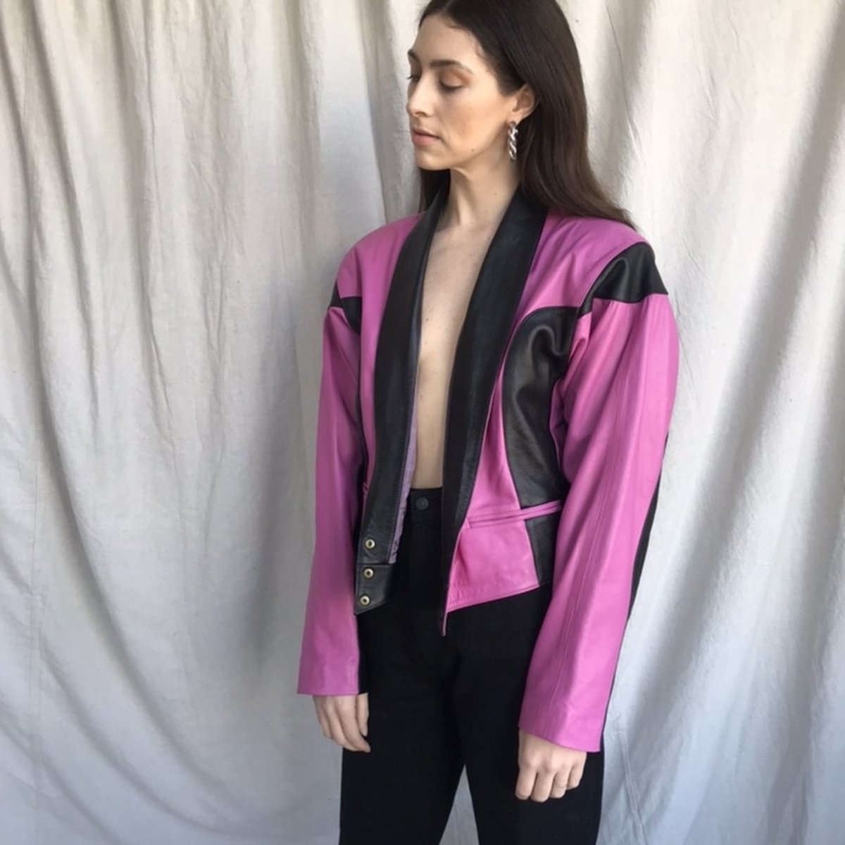 VINTAGE 80s leather jacket - hot pink 
