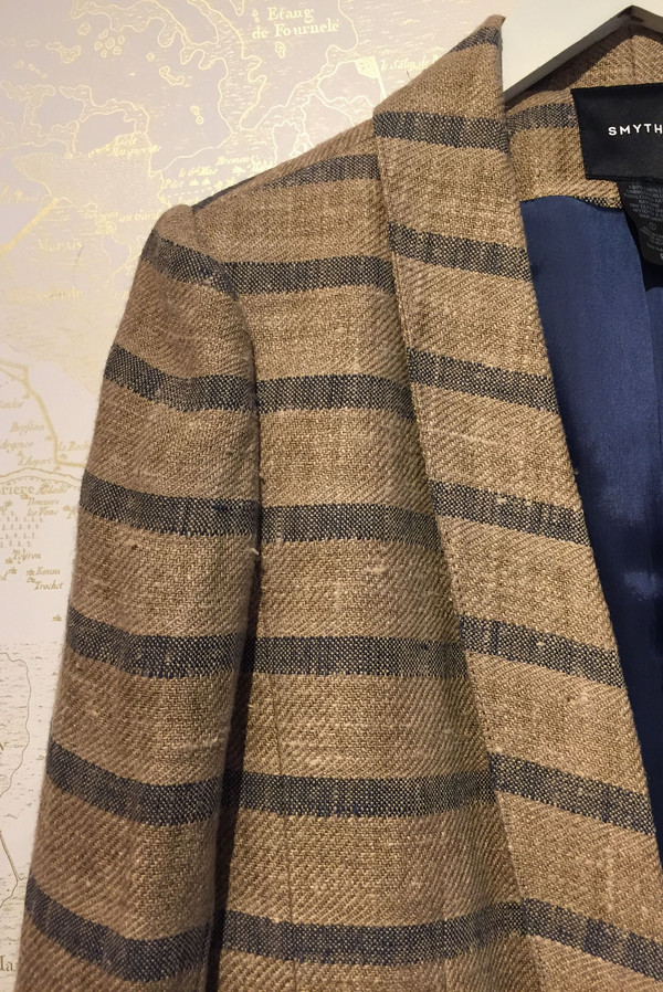 Smythe Long Shawl striped linen blazer Smythe Long Shawl striped linen blazer