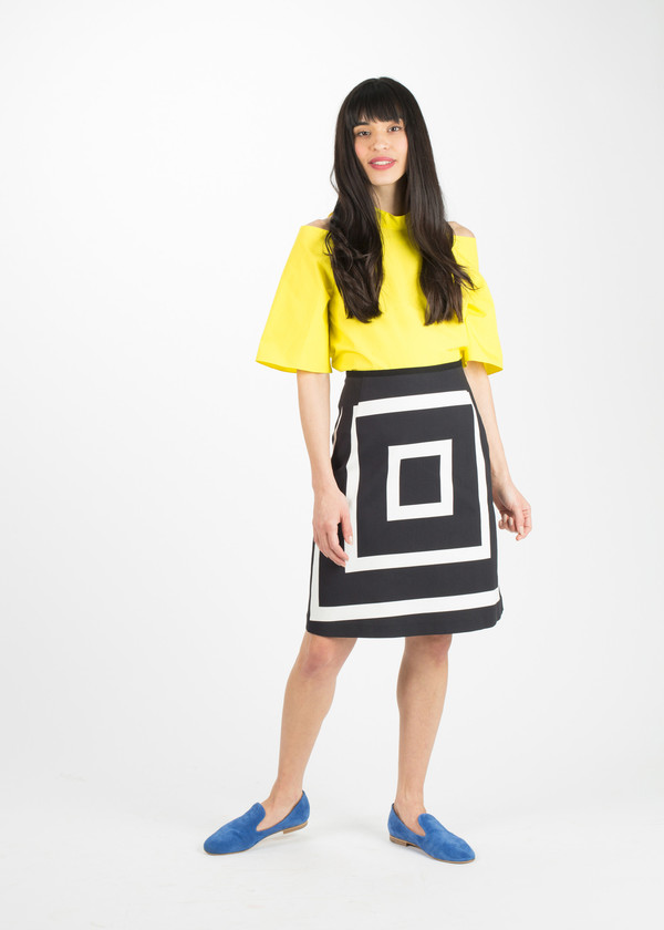 Odeeh A-Line Box Print Skirt Odeeh A-Line Box Print Skirt
