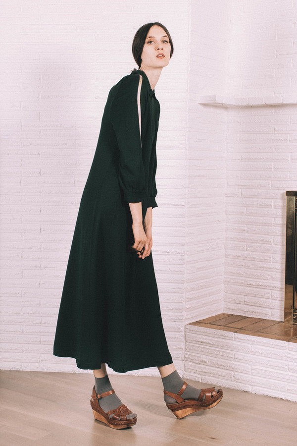 Kate Towers deep green dress with stripe Kate Towers deep green dress with stripe