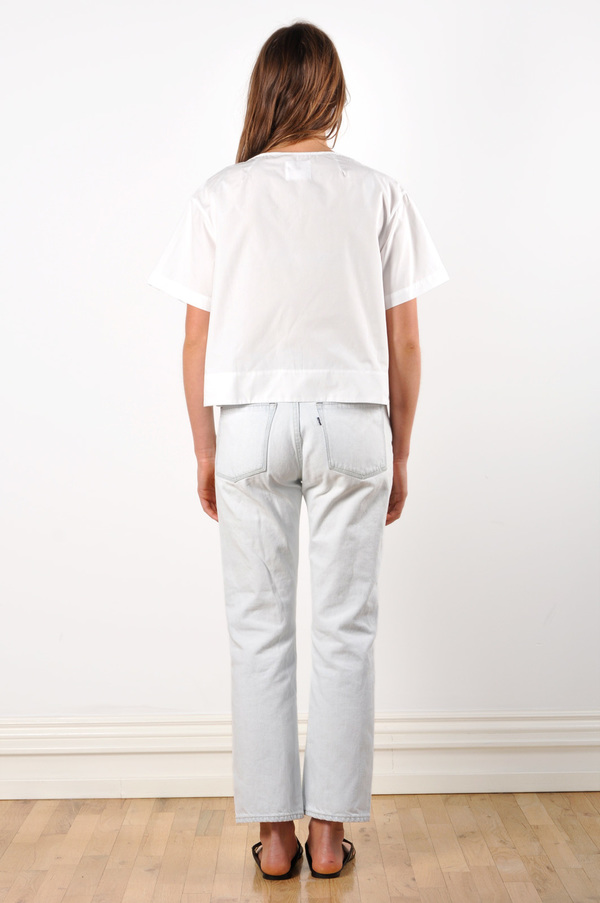 Waltz Drop Shoulder T-shirt in White Cotton Poplin Waltz Drop Shoulder T-shirt in White Cotton Poplin