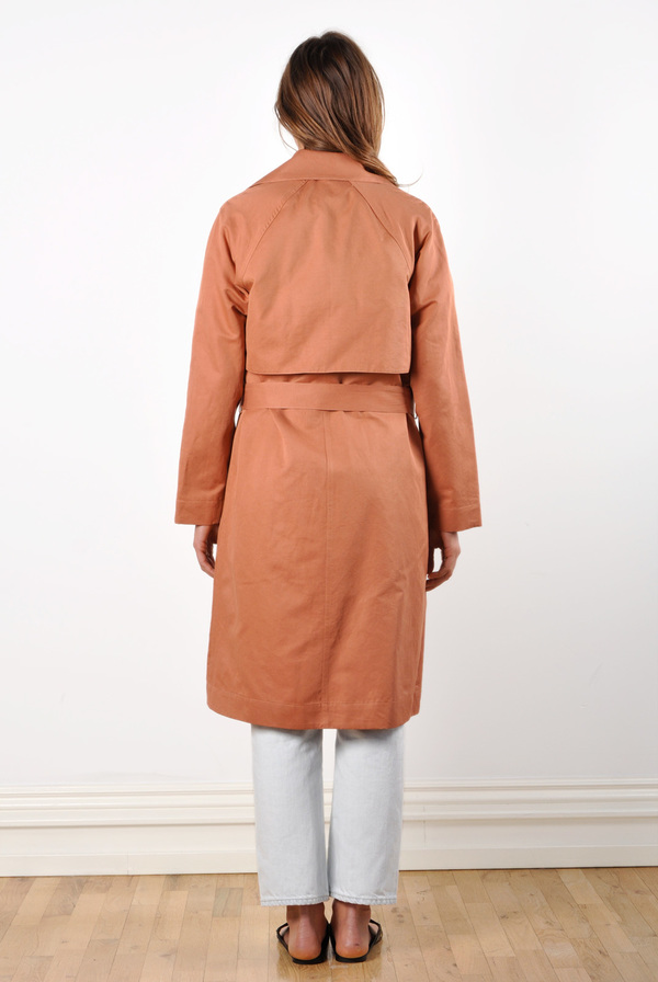 Waltz Trench Coat in Terracotta Linen/Cotton Twill Waltz Trench Coat in Terracotta Linen/Cotton Twill