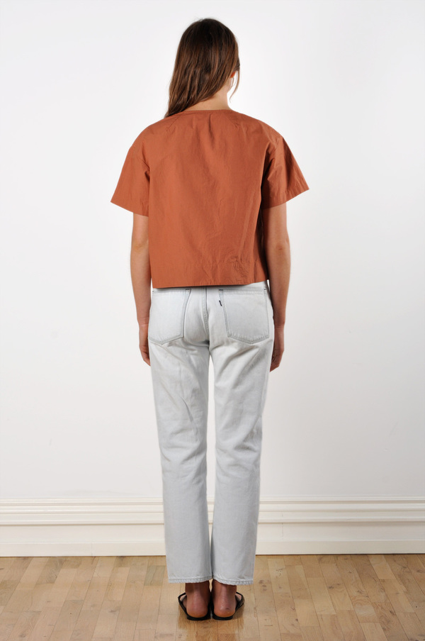 Waltz Drop Shoulder T-shirt in Terracotta Cotton Poplin Waltz Drop Shoulder T-shirt in Terracotta Cotton Poplin