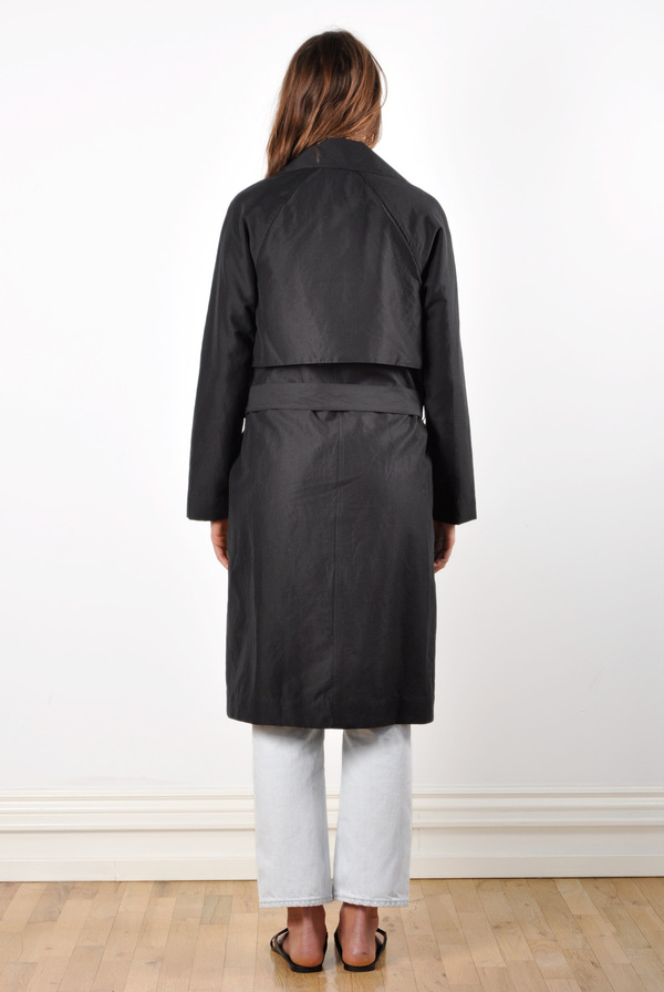 Waltz Oversized Trench Coat in Black Linen/Cotton Twill Waltz Oversized Trench Coat in Black Linen/Cotton Twill