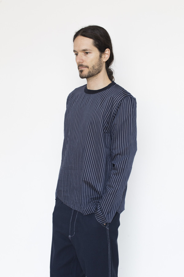 Our Legacy Cotton/Silk Woven Stripe Long-sleeve Shirt Our Legacy Cotton/Silk Woven Stripe Long-sleeve Shirt