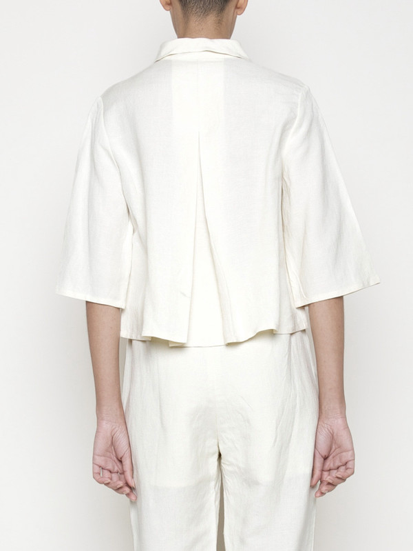 7115 by Szeki Back Pleated Button Up- Cream SS16 7115 by Szeki Back Pleated Button Up- Cream SS16