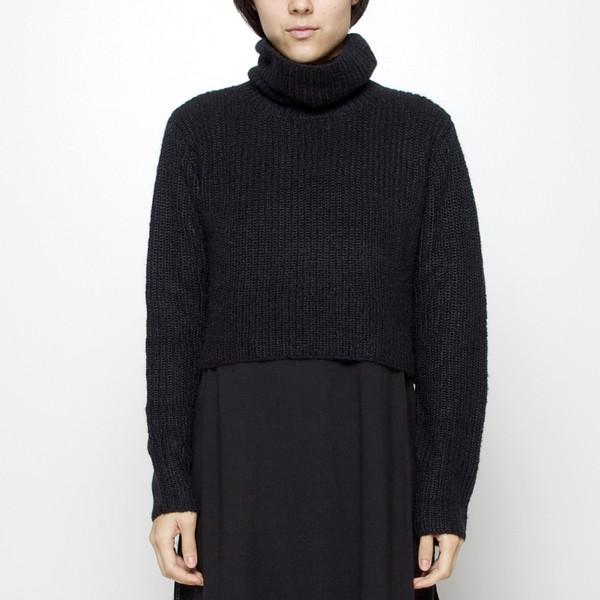 7115 by Szeki Mohair Turtleneck Cropped Sweater FW15 - Black 7115 by Szeki Mohair Turtleneck Cropped Sweater FW15 - Black