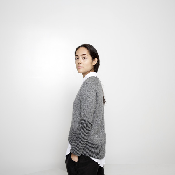 7115 by Szeki Reversible Cropped Sweater FW15 - Grey/Charcoal 7115 by Szeki Reversible Cropped Sweater FW15 - Grey/Charcoal