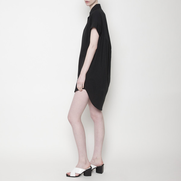 Short Sleeve Shirt Dress PF15 - Black Short Sleeve Shirt Dress PF15 - Black