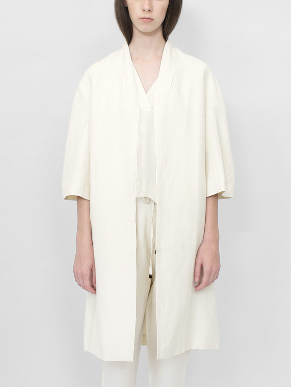 7115 by Szeki Structured Linen Long Coat 7115 by Szeki Structured Linen Long Coat