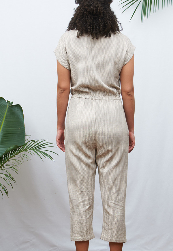 Deshal Natural & White Houndstooth Jumpsuit Deshal Natural & White Houndstooth Jumpsuit