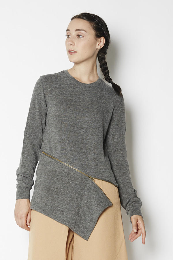 Shades of Grey Asymmetric Zipper Sweater Shades of Grey Asymmetric Zipper Sweater