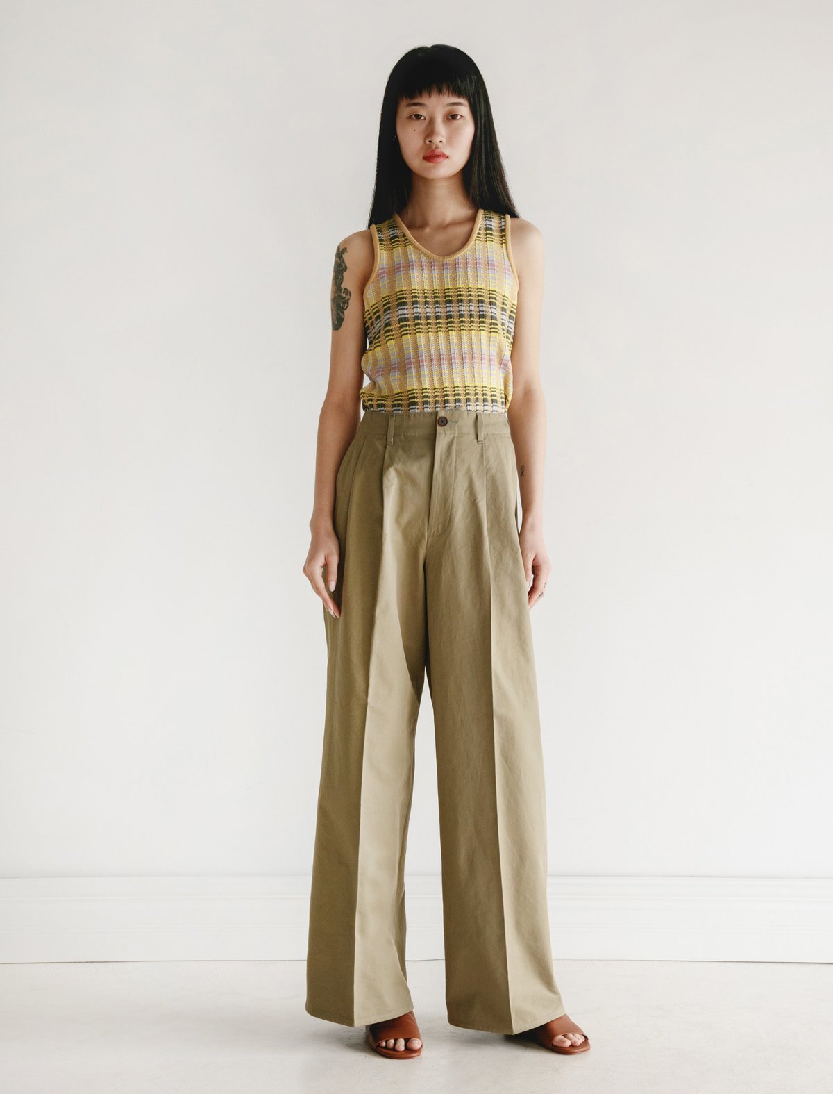 washed finx light chino wide pants