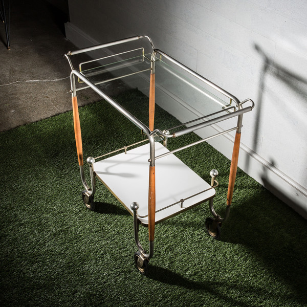 Chrome and Wood Bar Cart Chrome and Wood Bar Cart