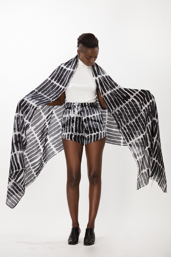 Osei-Duro Bena Scarf in Black Chalk Osei-Duro Bena Scarf in Black Chalk