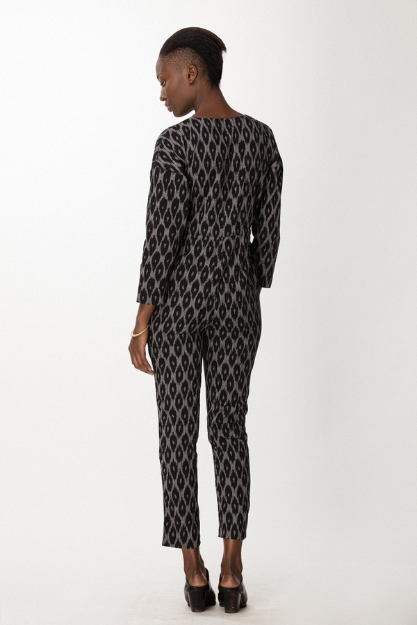 Osei-Duro Toss Jumpsuit in B&W Ikat Osei-Duro Toss Jumpsuit in B&W Ikat