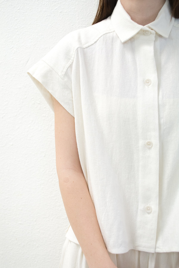 Micaela Greg White Pieced Sleeve Button Up Micaela Greg White Pieced Sleeve Button Up