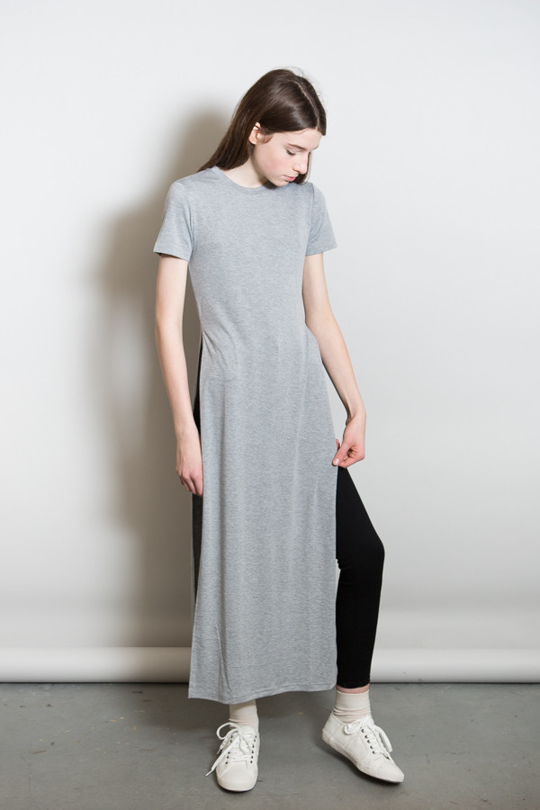 BLQ Basiq Side Slit Maxi Tee / Heather Grey BLQ Basiq Side Slit Maxi Tee / Heather Grey