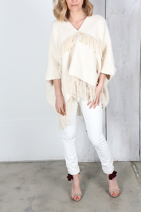 APIECE APART V-NECK FRINGE PONCHO APIECE APART V-NECK FRINGE PONCHO