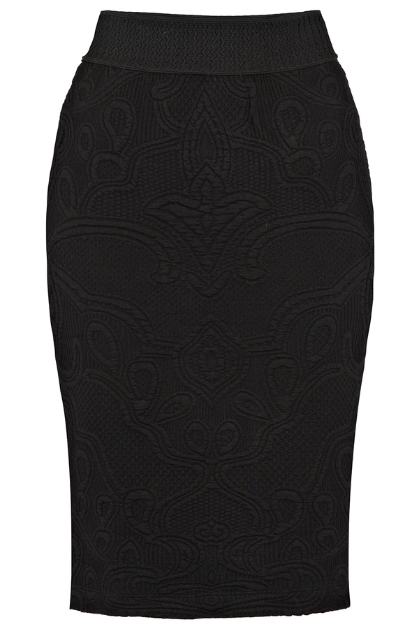 Rodebjer Mandi Black Embossed Pencil Skirt Rodebjer Mandi Black Embossed Pencil Skirt