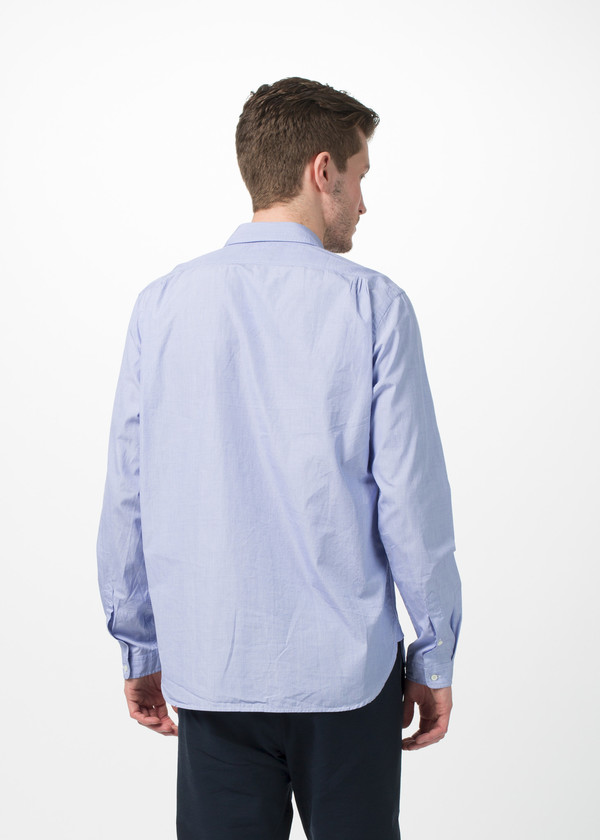 Men's Wooster + Lardini Asymmetrical Placket Shirt - Blue Men's Wooster + Lardini Asymmetrical Placket Shirt - Blue