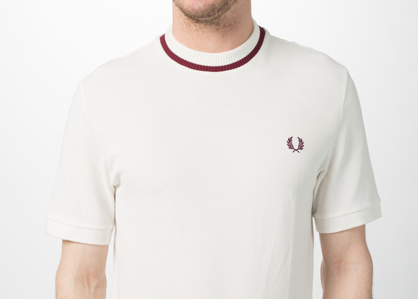 Men's Fred Perry Crew Neck Pique T-Shirt - White Men's Fred Perry Crew Neck Pique T-Shirt - White