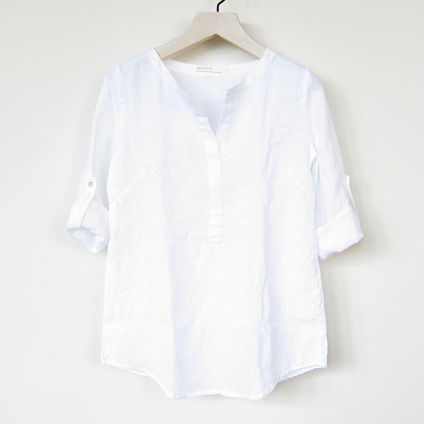 Nuthatch washed linen tab tunic - white Nuthatch washed linen tab tunic - white