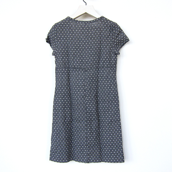 Nuthatch washed linen shirred dress - grey dot Nuthatch washed linen shirred dress - grey dot