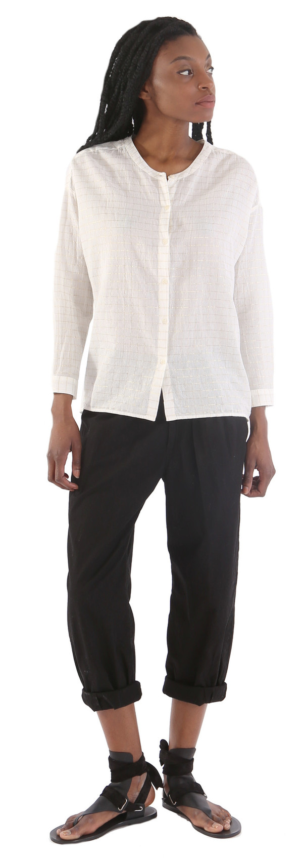 des petits hauts Felicia Gold Check Blouse des petits hauts Felicia Gold Check Blouse